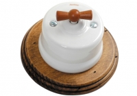 Garby porcelaine blanche manette bois miel