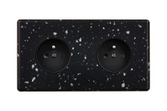 Modelec Hikari Double Prise Terrazzo Noir (486)